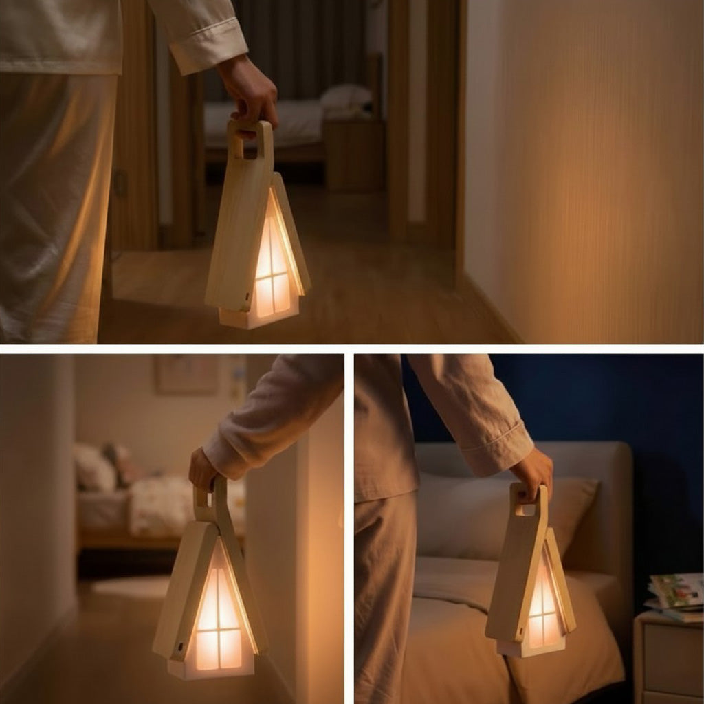 Foldable Wooden Cabin LED Night Light & Desk Lamp