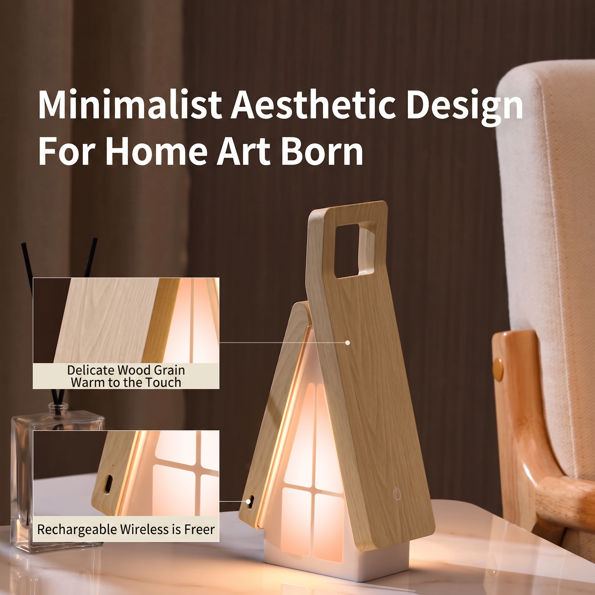 Foldable Wooden Cabin LED Night Light & Desk Lamp