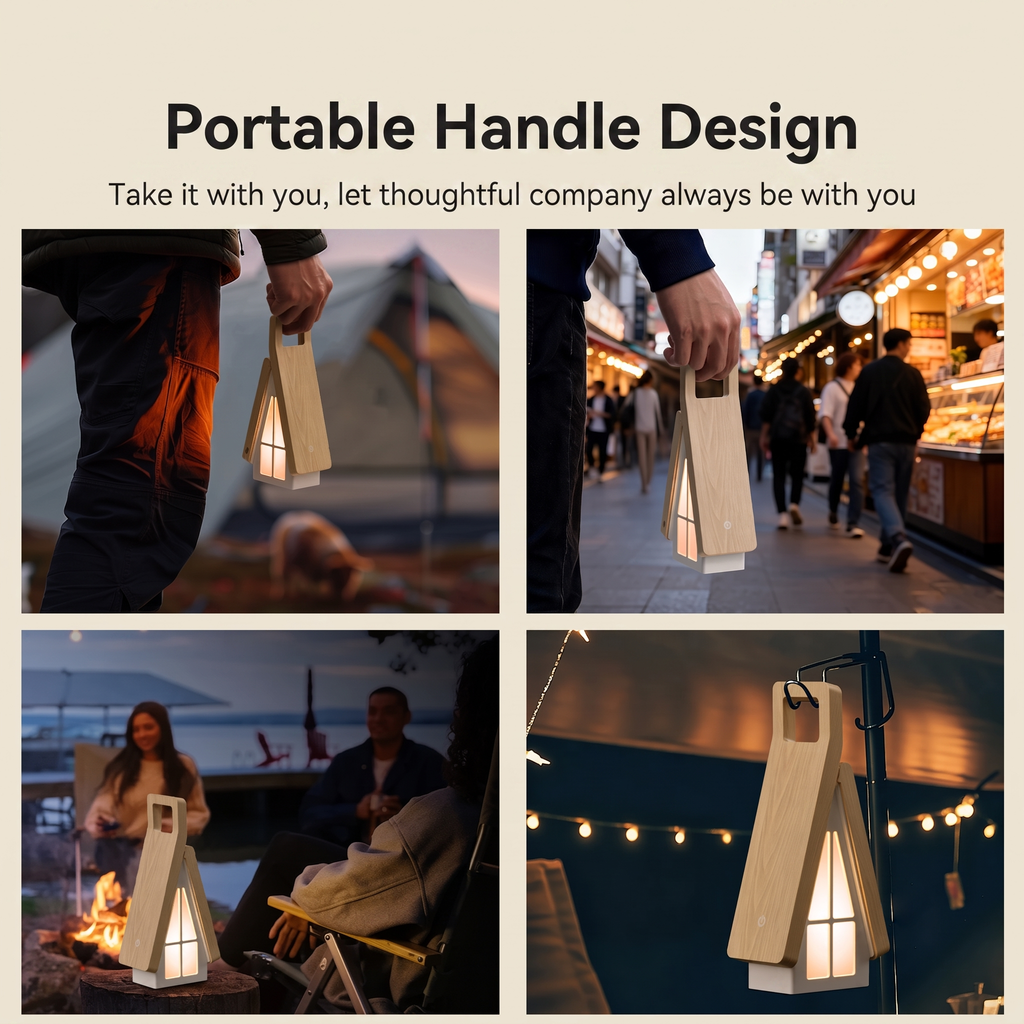 Foldable Wooden Cabin LED Night Light & Desk Lamp