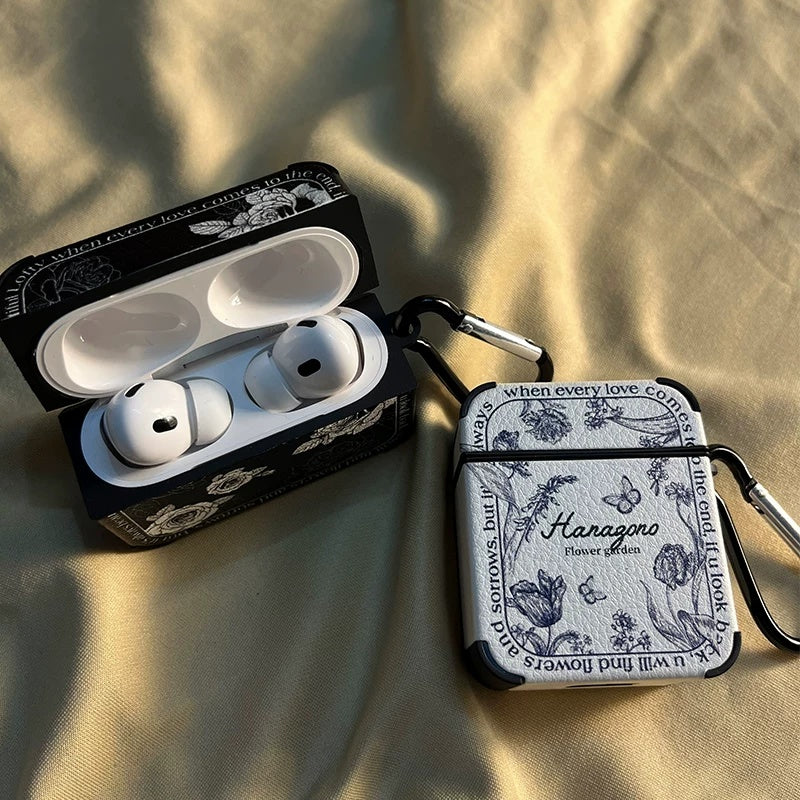 Black Retro Floral Case for AirPods
