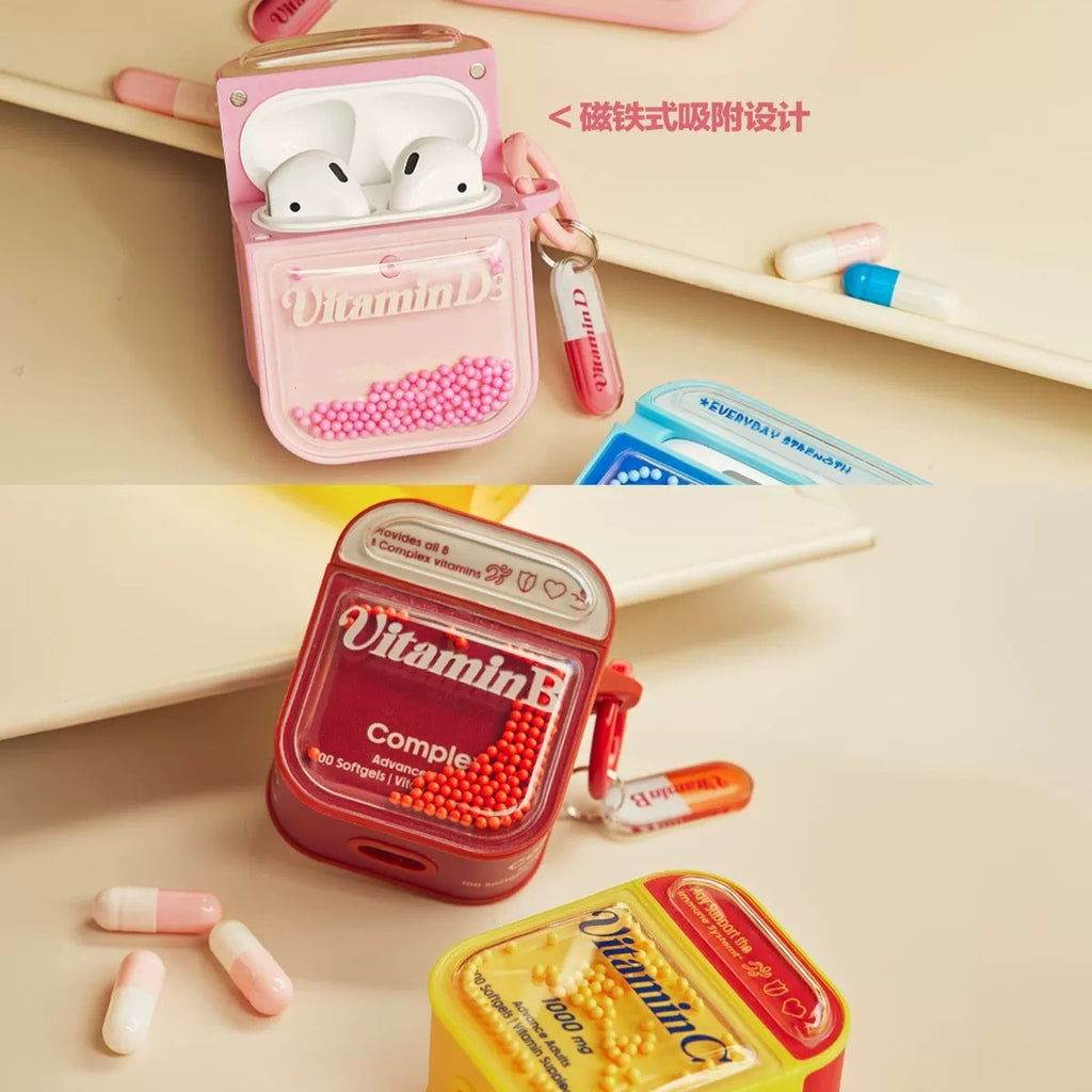 Vitamin C Supplement Yellow Pill Case for AirPods