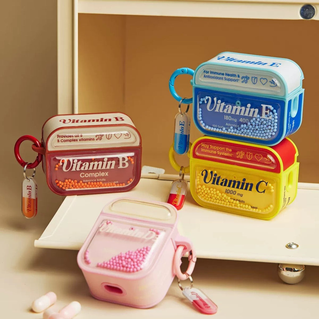 Vitamin D3 Supplement Pink Pill Case for AirPods