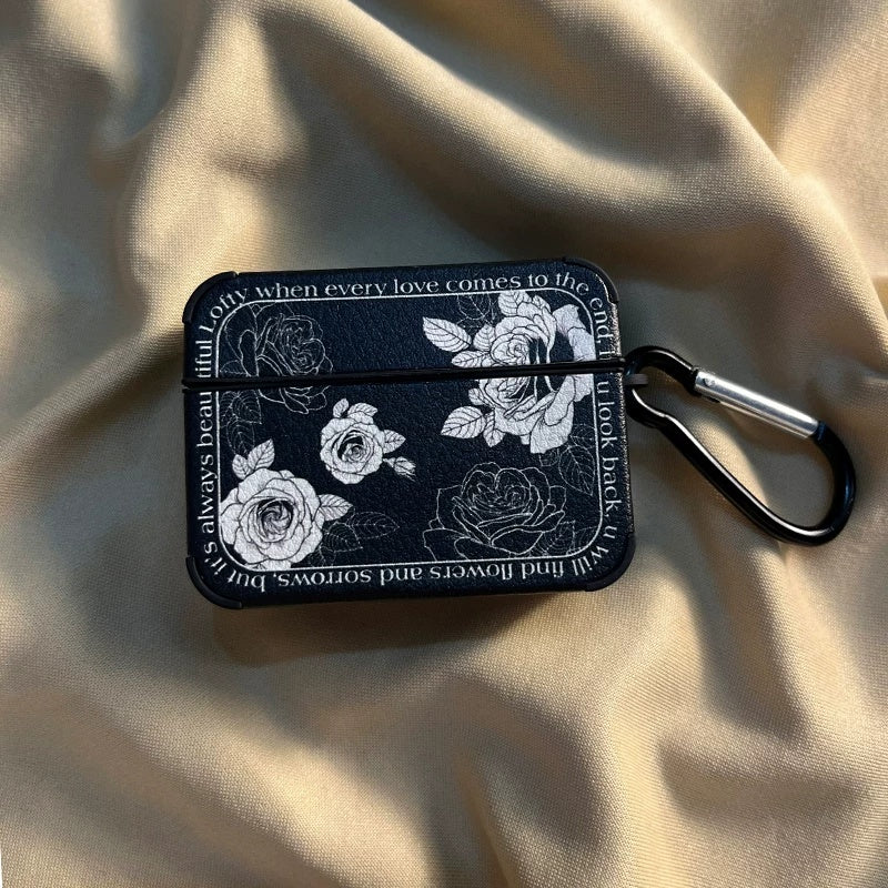 Black Retro Floral Case for AirPods