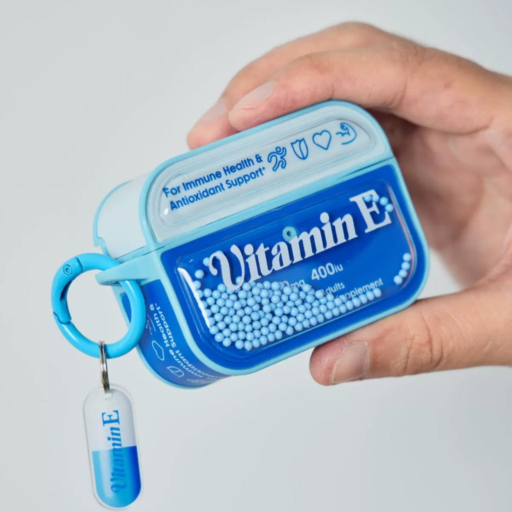 Vitamin E Supplement Blue Pill Case for AirPods