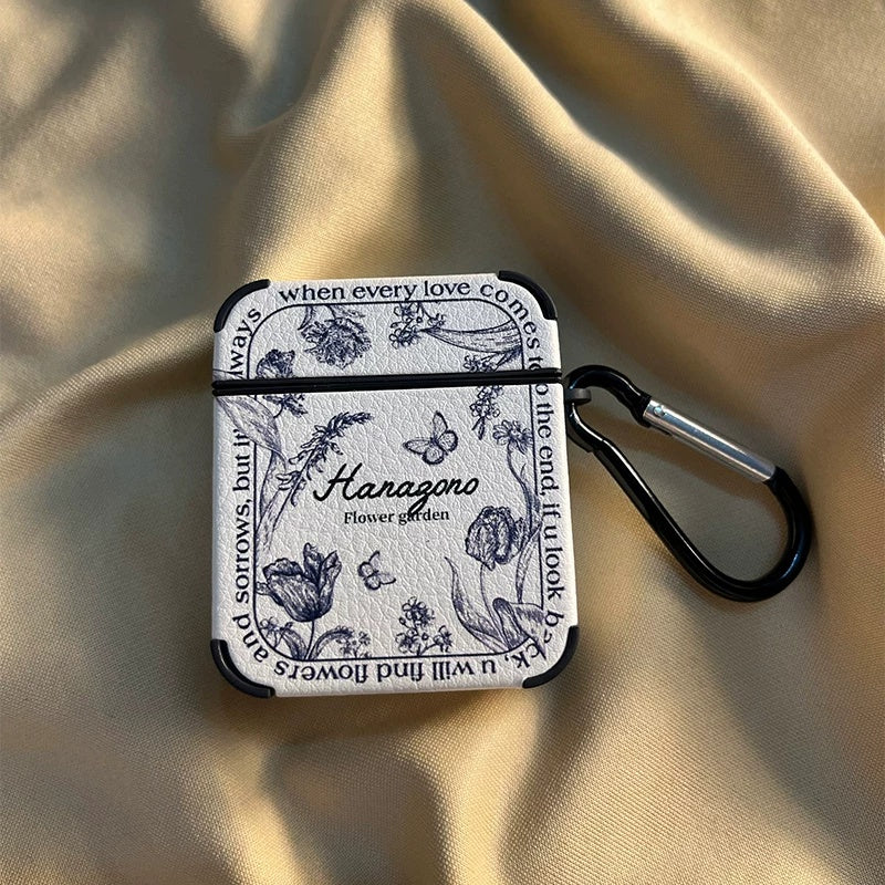 White Retro Floral Case for AirPods
