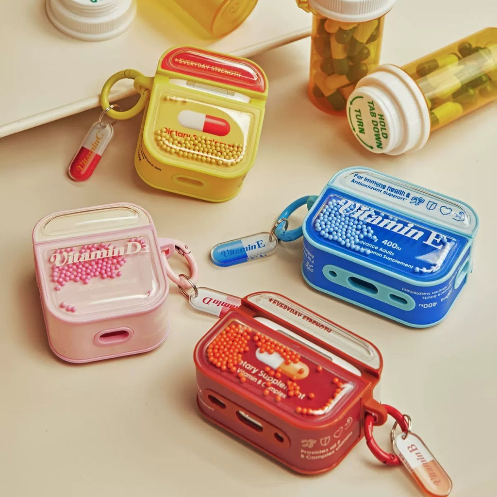 Vitamin D3 Supplement Pink Pill Case for AirPods