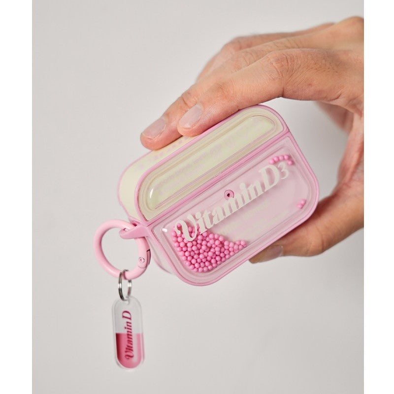 Vitamin D3 Supplement Pink Pill Case for AirPods