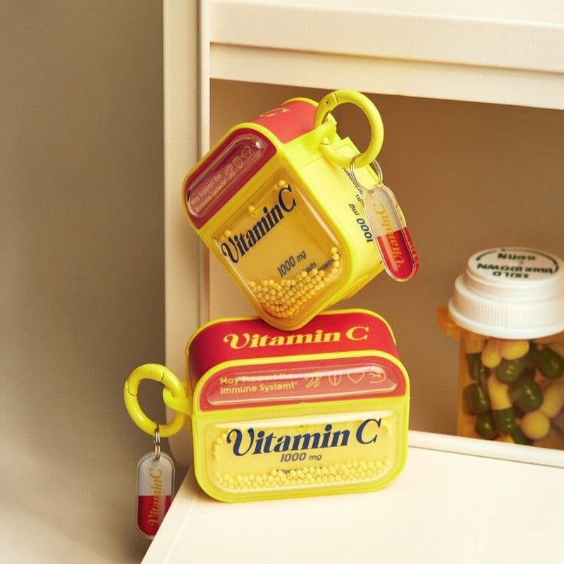 Vitamin C Supplement Yellow Pill Case for AirPods