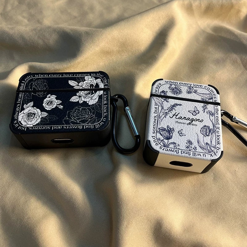 White Retro Floral Case for AirPods