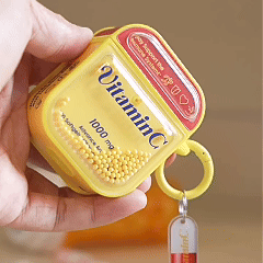 Vitamin C Supplement Yellow Pill Case for AirPods